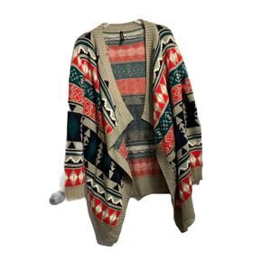 on twelfth Aztec Open Cardigan Large